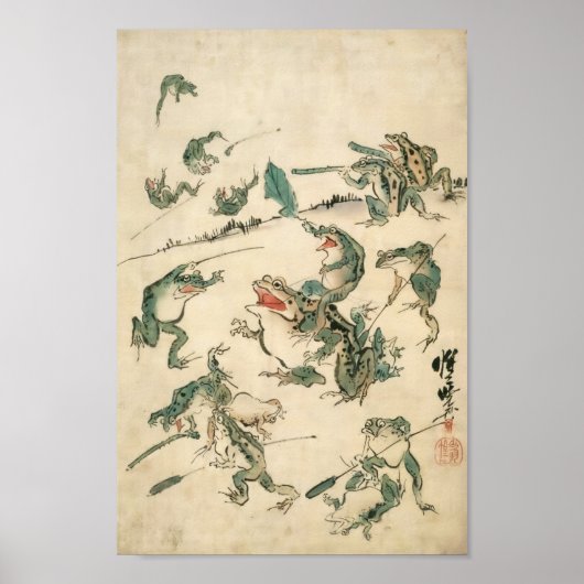 Slag om de Kikkers Kawanabe Kyosai Poster (Voorkant)
