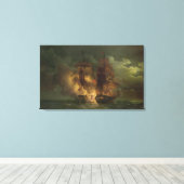 Slag tussen de Franse vloot "Arethuse" Canvas Afdruk (Insitu (Houten vloer))