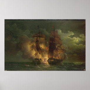Slag tussen de Franse vloot "Arethuse" Poster