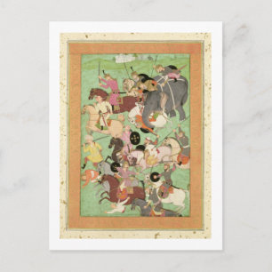 Slag tussen de troepen van Iran en Turan, illus Briefkaart