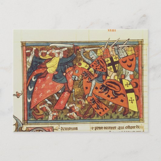 Slag tussen kruisvaarders en moslems briefkaart (Voorkant)
