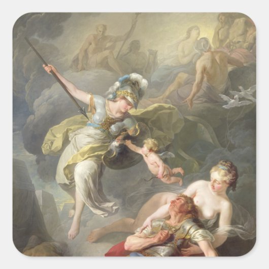 Slag tussen Minerva en Mars, 1771 Vierkante Sticker (Voorkant)