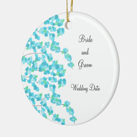 Slagbloem opslaan Datum (aqua) Keramisch Ornament (Links)