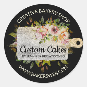 Slagbord Slager Bakkerij Keuken Bloemrijke Bling Ronde Sticker