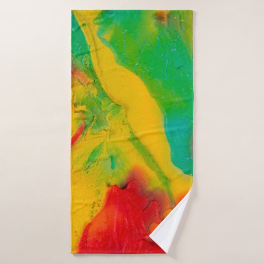 slagen van verfdichte meerkleurige verf, begin badhanddoek (Badhanddoek)