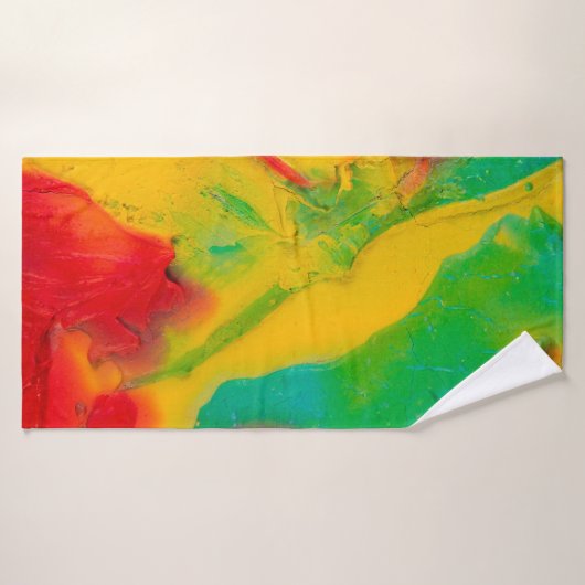 slagen van verfdichte meerkleurige verf, begin badhanddoek (Badhanddoek)