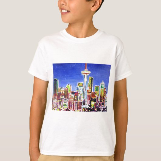 Slagende skyline van Seattle met spatie-naald T-shirt (Voorkant)