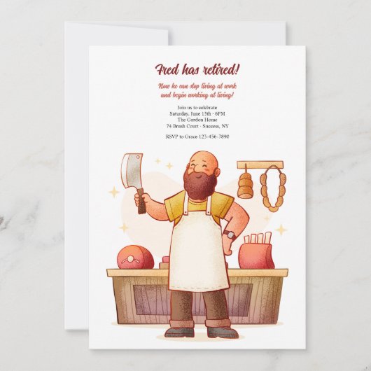 slager pensionering partij kaart (Voorkant)