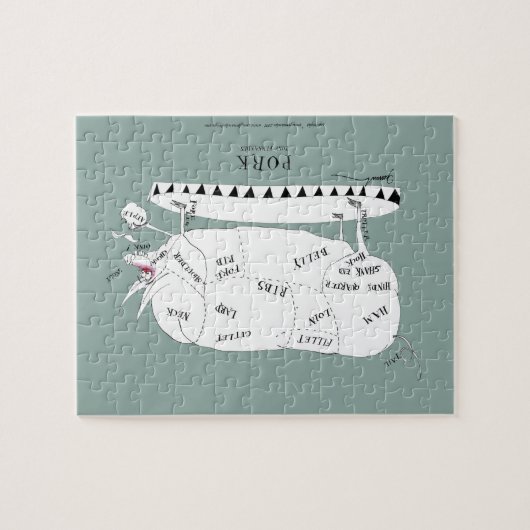 slagerijen - varkensvlees , tongvijandjes legpuzzel (Horizontaal)