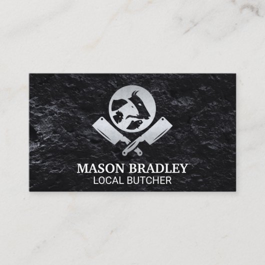 Slagersmessen | Dieren Logo Metaal Visitekaartje (Voorkant)