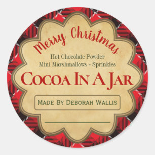 Slagkerst-warme chocolade-cacao in een pot ideeën ronde sticker