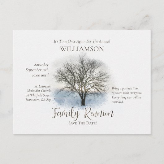 Slagreünie Rustic Tree Hand Letter Script Uitnodiging Briefkaart (Voorkant)