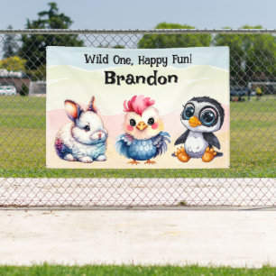 Slagroom banner Wilde Eén Baby Feest Decoratie