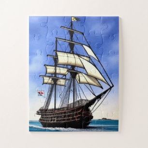 slagschip met witte zeilen legpuzzel