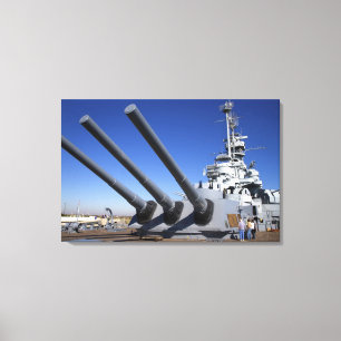 Slagschip USS Alabama bij Battleship Memorial Canvas Afdruk