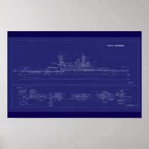 Slagschip USS Arizona-blauwdruk Poster