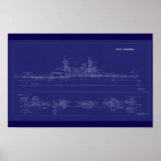 Slagschip USS Arizona-blauwdruk Poster