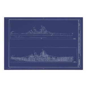  slagschip USS Missouri Blueprints Poster