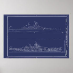  slagschip USS Missouri Blueprints Poster