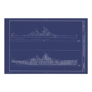  slagschip USS Missouri Blueprints Poster