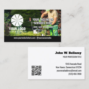Slagzin Uw Logo Overlay Foto Bewerkbare QR-code Visitekaartje