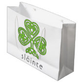 Slainte Celtic Shamrock Green St. Patrick's Day Groot Cadeauzakje (Voorkant Gekanteld)