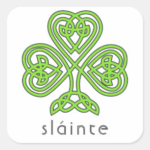 Slainte Celtic Shamrock Green St. Patrick's Day Vierkante Sticker