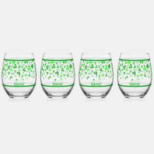 Sláinte Geluks-Ierse Klavertjes Ontwerp Persoonlij Wijnglas Zonder Voet