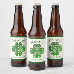 Sláinte Groene Keltische Ierse Shamrock Naam Bier Etiket