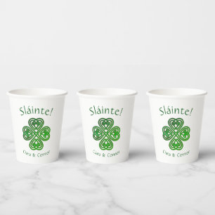 Sláinte Groene Keltische Ierse Shamrock Naam Papieren Bekers