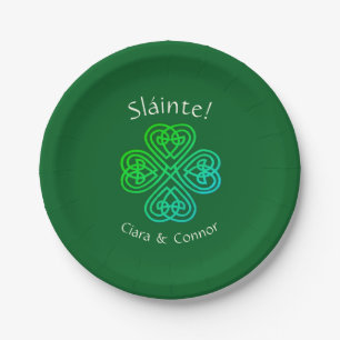 Sláinte Groene Keltische Ierse Shamrock Naam Papieren Bordje