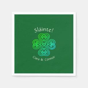Sláinte Groene Keltische Ierse Shamrock Naam Servet