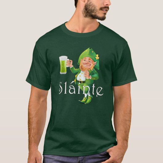 Slainte Irish Expression en Leprechaun T-shirt (Voorkant)