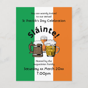 Sláinte Irish Flag St Patricks Day Uitnodiging Briefkaart