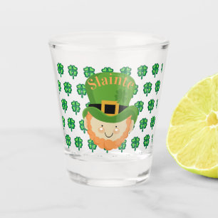 Slainte Irish leprechaun and shamrocks Shot Glas