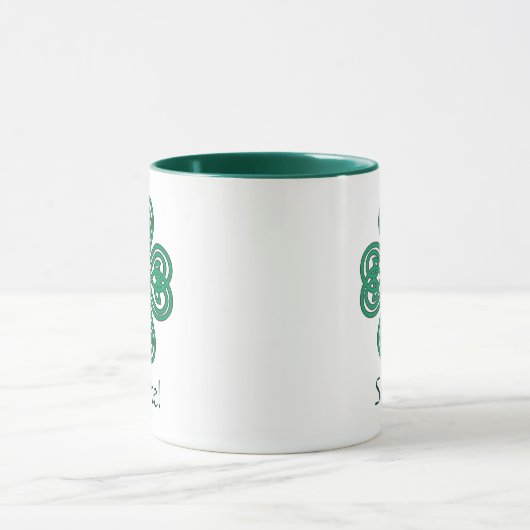Sláinte Irish Shamrock Green Celtic Cross Clover Mok (Midden)