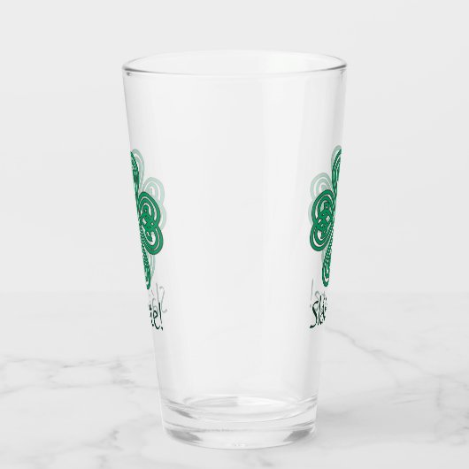 Sláinte Irish Shamrock Green Lucky Clover Glas (Rechts)