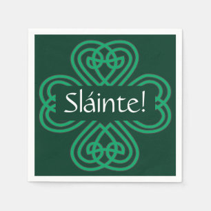 Sláinte Irish Shamrock Green Lucky Clover Servet