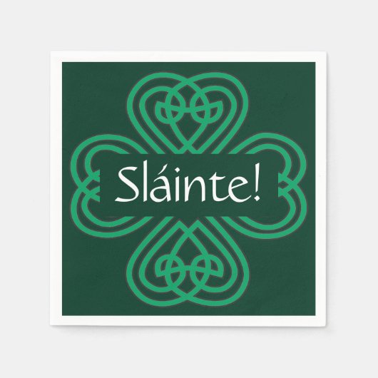 Sláinte Irish Shamrock Green Lucky Clover Servet (Voorkant)