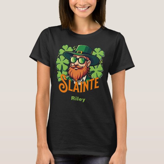 Slainte Irish Toast St Patrick's Day gepersonalise T-shirt (Voorkant)