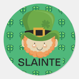 Slainte Leprechaun en shamrocks Ronde Sticker