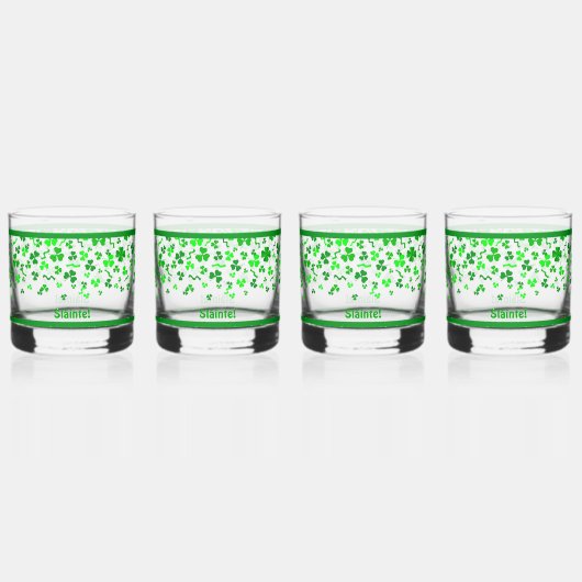 Sláinte Lucky Irish Shamrocks Design Personalized Whisky Glas (Voorkant)