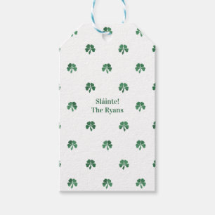 Sláinte Lucky Painterly Clover Ierse bruiloft Cadeaulabel