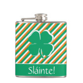 Sláinte Modern Green Sinaasappel Stripes Irish Sha Heupfles (Voorkant)