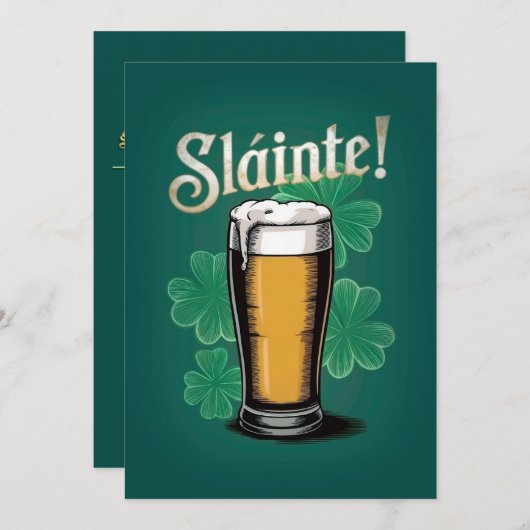 Slàinte! Saint Patrick's Day Pint van bier op groe (Voorkant / Achterkant)