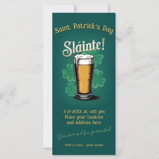 Slàinte! Saint Patrick's Day Pint van bier op groe (Voorkant)