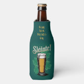 Slàinte! Saint Patrick's Day Pint van bier op groe Flesjeskoeler (Fles Voorkant)