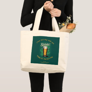 Slàinte! Saint Patrick's Day Pint van bier op groe Grote Tote Bag