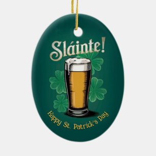 Slàinte! Saint Patrick's Day Pint van bier op groe Keramisch Ornament