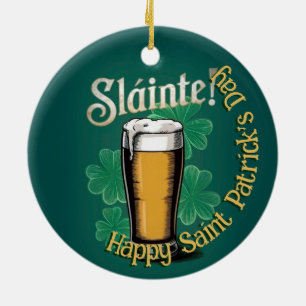 Slàinte! Saint Patrick's Day Pint van bier op groe Keramisch Ornament